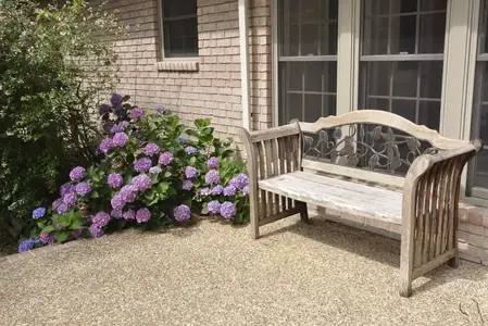Patio with Wood Bench