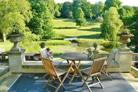 Patio with Wood Furniture