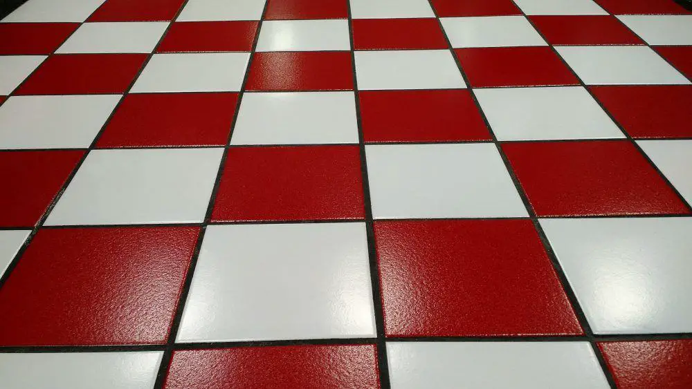 Red and White Tile Floor